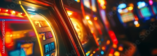 Casino slot machines jackpot winner, big win 777 casino slots illustration on yellow background concept. Generative AI
