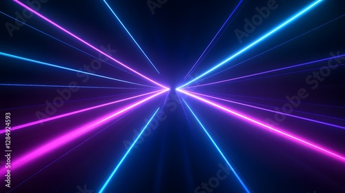 Glowing Blue and Pink Neon Lines Coming From The Center