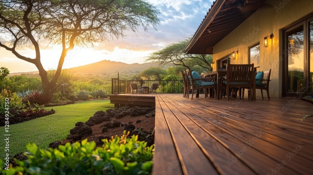 Sunset Deck Luxury Home Outdoor Patio Relaxation Landscape Sunset Deck Luxury Home Outdoor Patio Relaxation Landscape