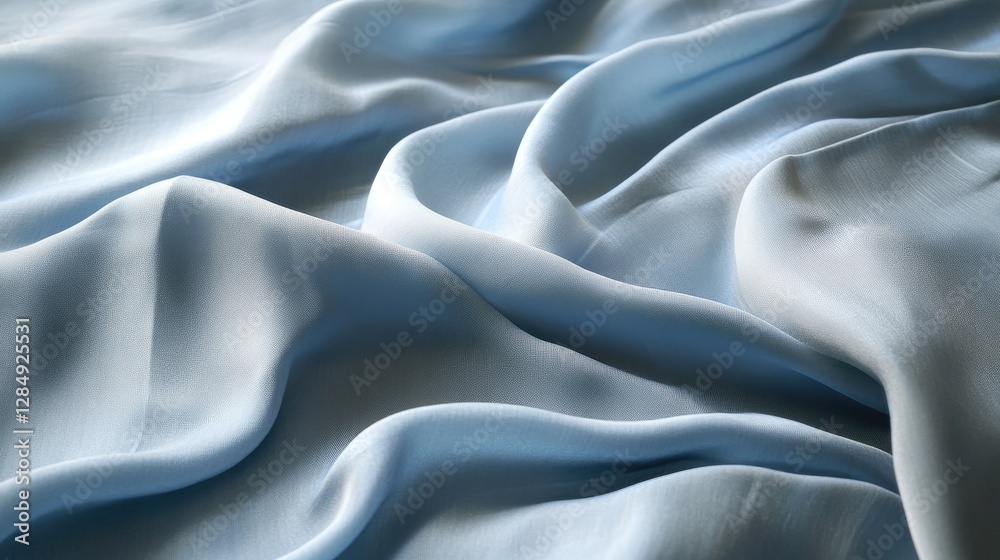 Obraz premium Softly wrinkled silk fabric in powder blue, creating a dreamy and airy effect