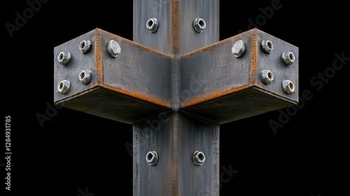 Rusty metal crossbeam construction detail
