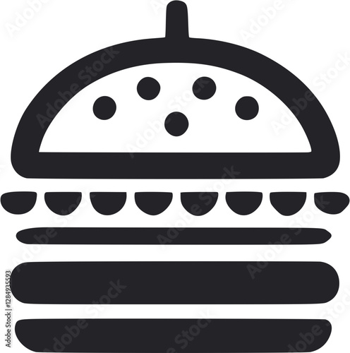 vector illustration of a black and white hamburger