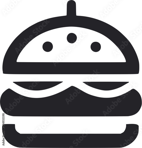 vector illustration of a black and white hamburger