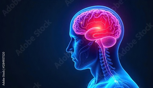 An artistic representation of a human brain in profile view