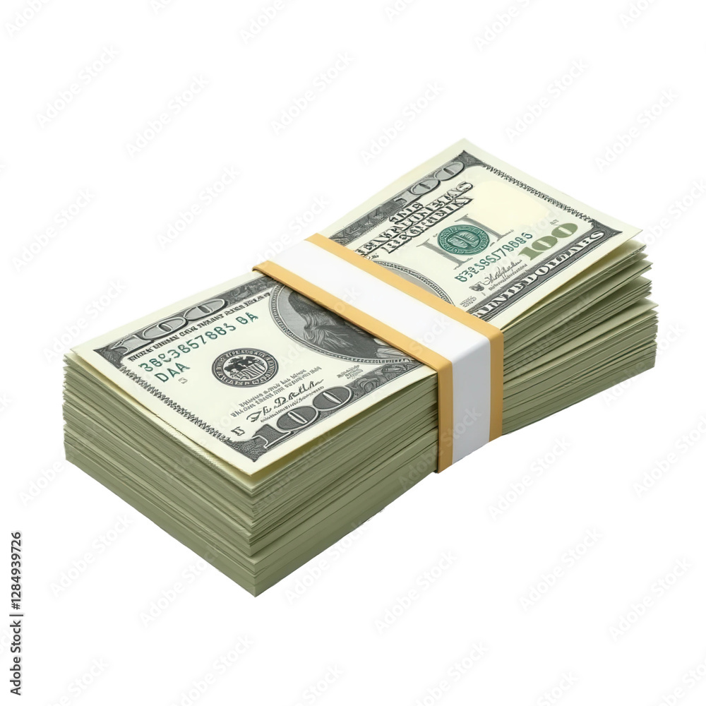 Stack of Dollar Bills on Transparent Background
