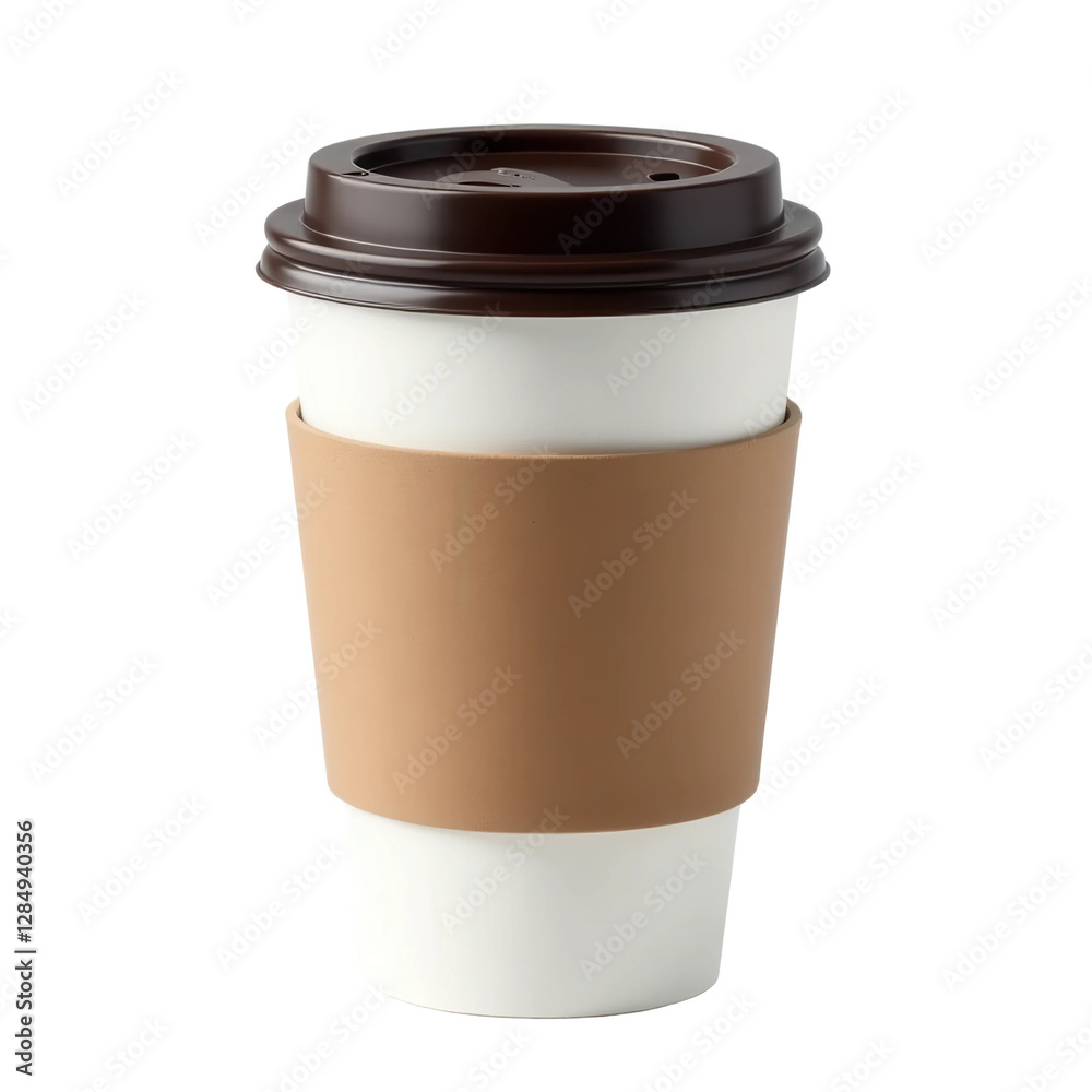 Coffee Cup with Sleeve on Transparent Background Coffee Cup with Sleeve on Transparent Background