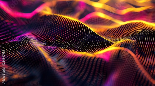 Abstract mesh of hexagons in glowing colors, creating a modern, tech-inspired backdrop.  photo