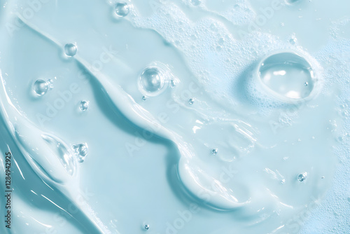 Wallpaper Mural Light blue cosmetic gel texture with bubbles, top view. Copy space for text and product Torontodigital.ca