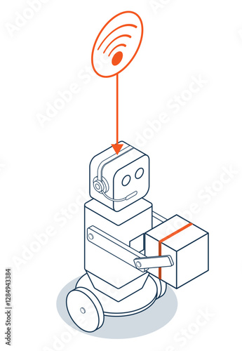 An autonomous wheeled robot delivers cardboard packages straight to customers doorsteps, showcasing modern automated courier technology for a smarter retail delivery experience.