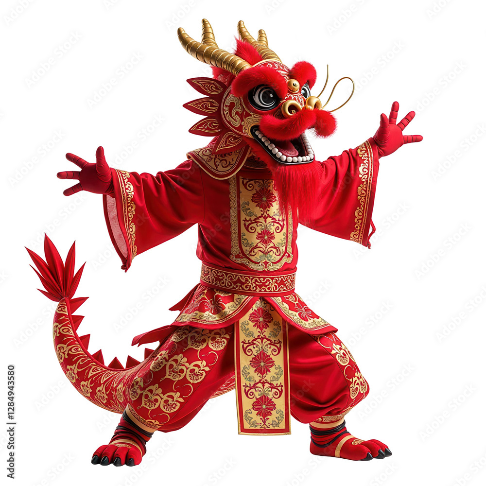 Fototapeta premium Chinese Dragon Dance Costume on Transparent Background