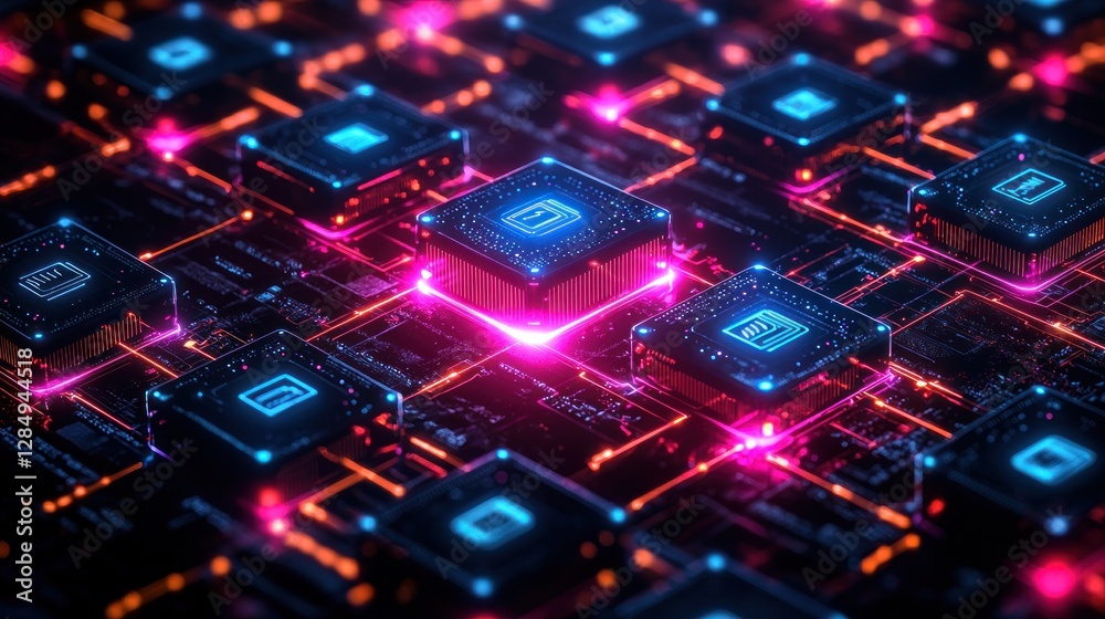 Fototapeta premium Neon Glow: A Futuristic Data Network Visualization