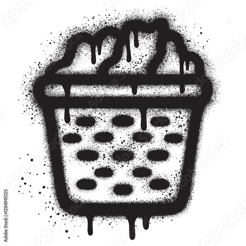 laundry basket graffiti with black spray paint. vector illustration.