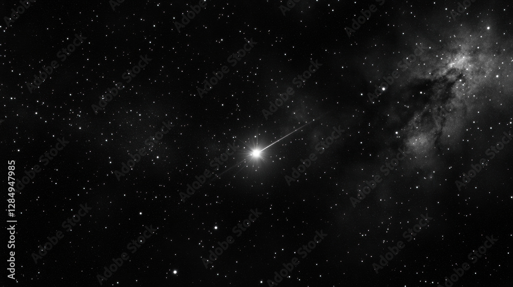 Obraz premium bright comet streaking through dark starry sky, creating stunning celestial display