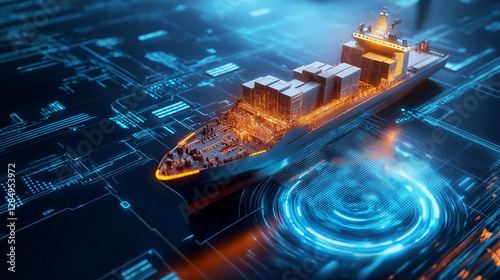 Futuristisches Containerschiff integriert digitale Technologien in Hafen

