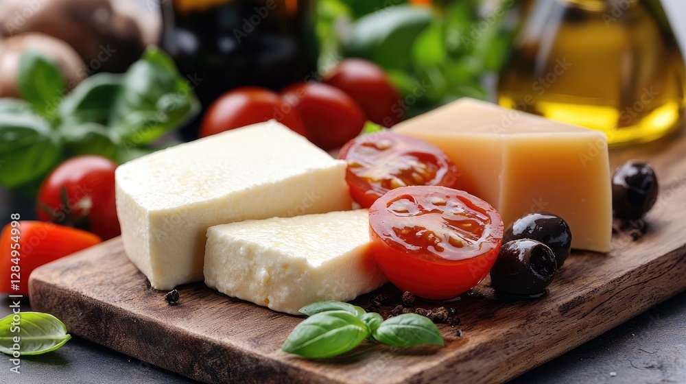 Mediterranean cheese and tomato board Mediterranean cheese and tomato board