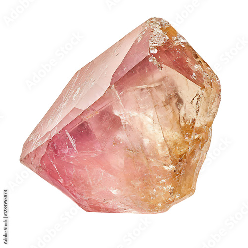 A Smooth Piece of Zircon with Pastel Pink and Clear Isolated on Transparent Background