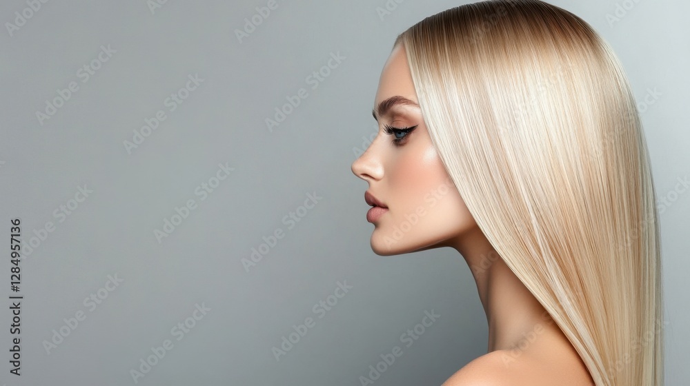 Obraz premium Elegant Profile of a Woman with Long Silky Blonde Hair