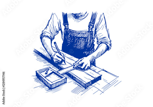Carpenter hand drawn sketch vector