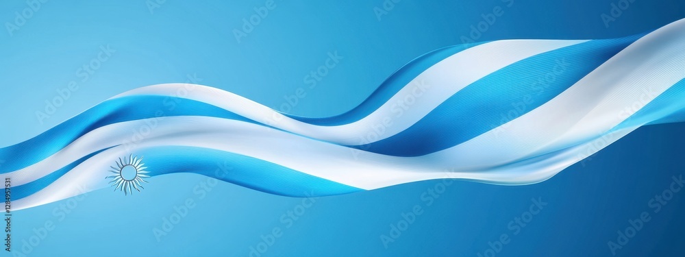 Abstract Argentinian Flag Design: Flowing Stripes and Sun Symbol Abstract Argentinian Flag Design: Flowing Stripes and Sun Symbol