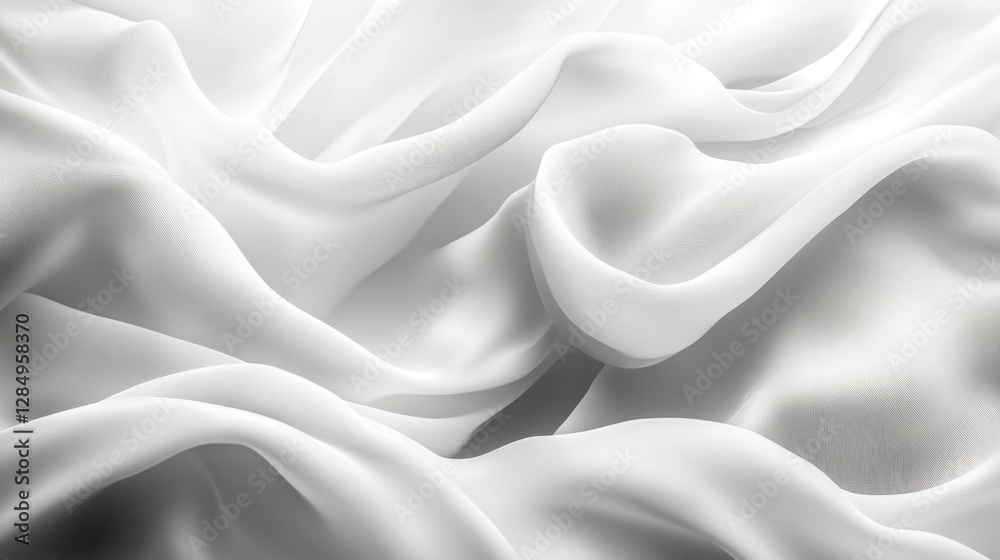 Obraz premium White silk fabric drapes, studio shot, background blur, textile design