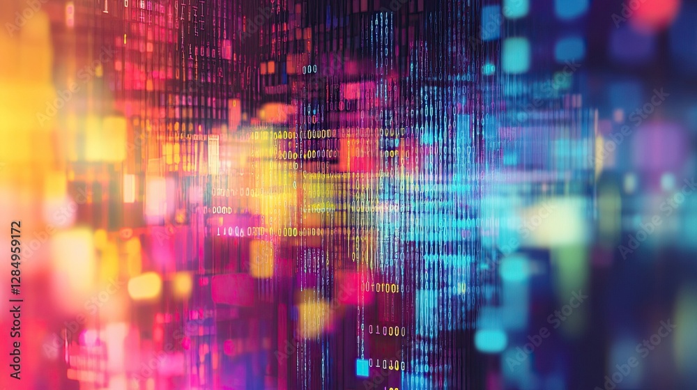 custom made wallpaper toronto digitalColorful glitch art with digital distortion and pixelated effects, representing digital disruptions.