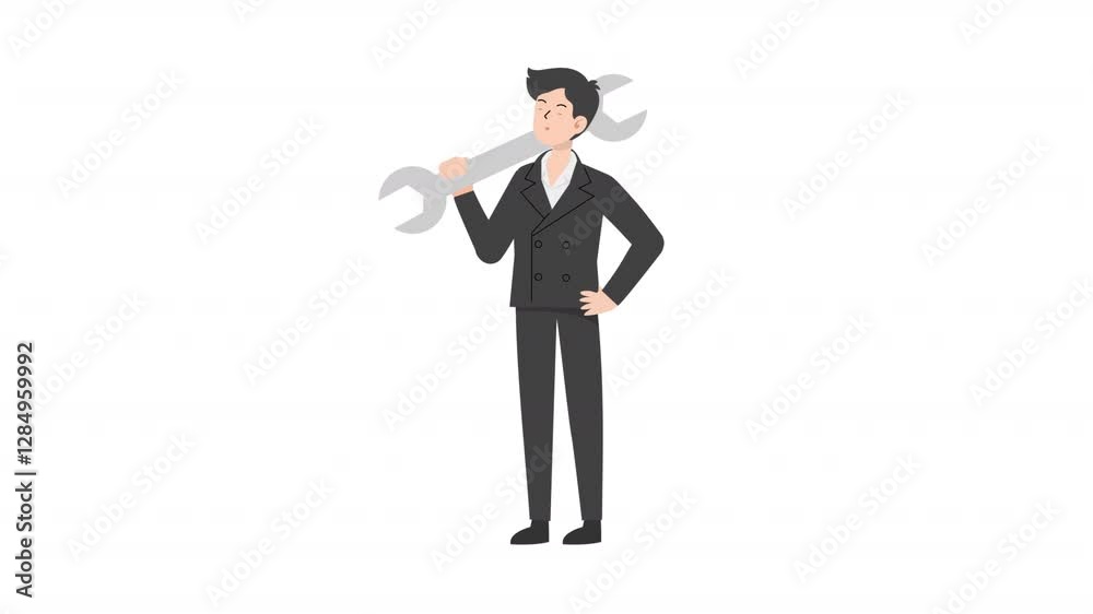 video man standing holding a wrench cartoon animation
video man standing holding a wrench cartoon animation