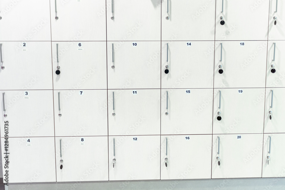 Lockers organized with numbered labels in a modern facility for personal storage and security