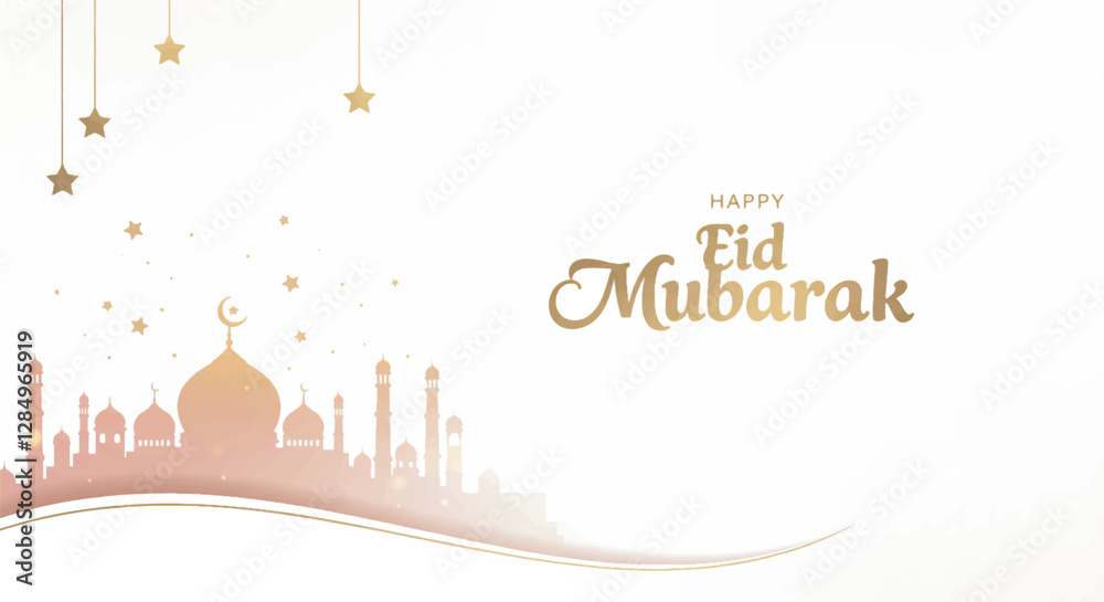 Minimalistic Eid Mubarak Greeting Card with Pastel Gold Typography Minimalistic Eid Mubarak Greeting Card with Pastel Gold Typography