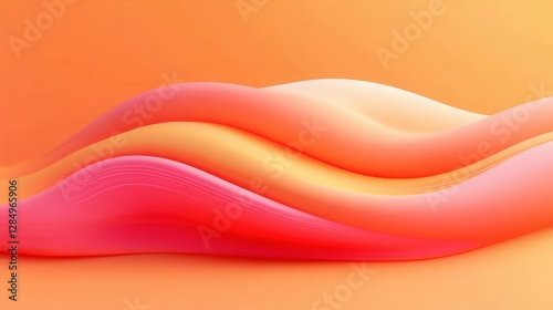 Abstract Wavy Background with Soft Gradient Colors in Shades of Pink Yellow and Orange