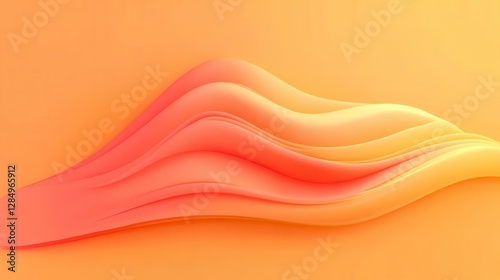 Abstract Wavy Patterns in Gradient Shades of Soft Pink and Yellow