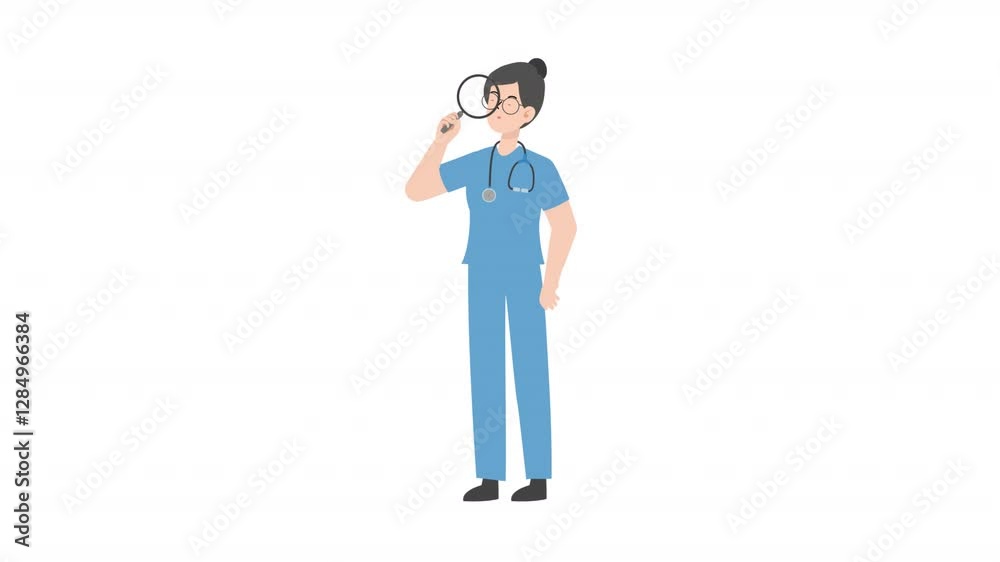 Doctor standing holding a magnifying glass
Doctor standing holding a magnifying glass