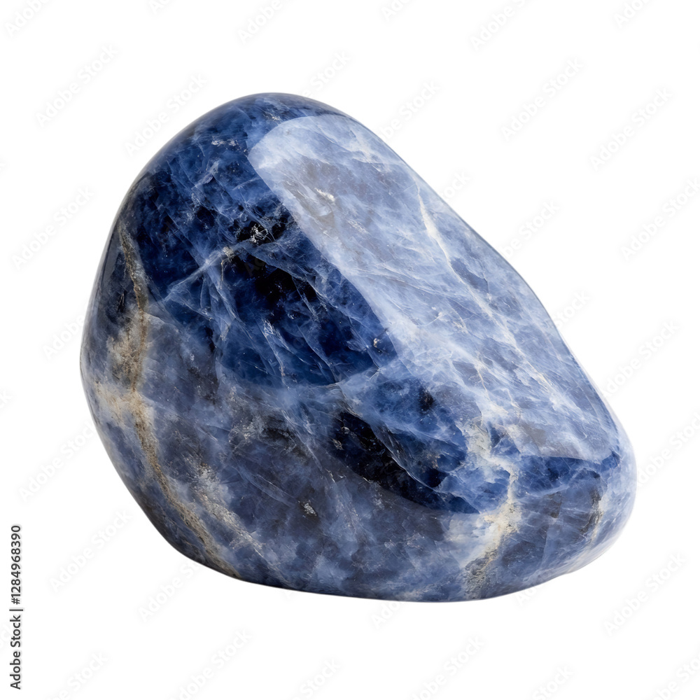 A Smooth Piece of Sodalite Stone with a Combination Isolated on Transparent Background A Smooth Piece of Sodalite Stone with a Combination Isolated on Transparent Background