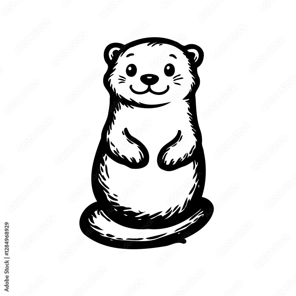 Fototapeta premium Stylized Standing Otter Illustration Design