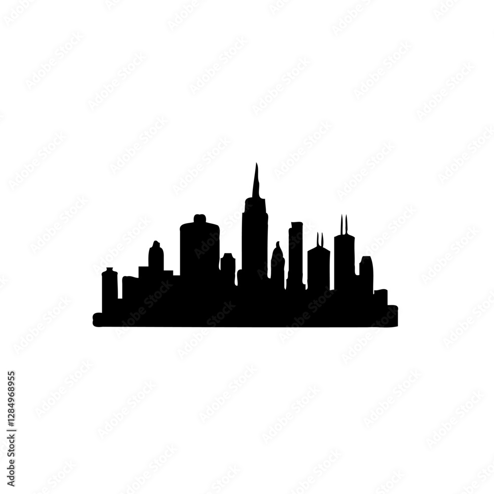Obraz premium Cityscape Silhouette, Modern Urban Landscape