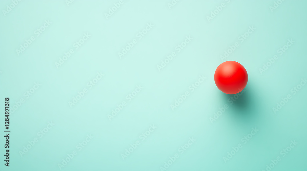 A red ball is sitting on a green background A red ball is sitting on a green background