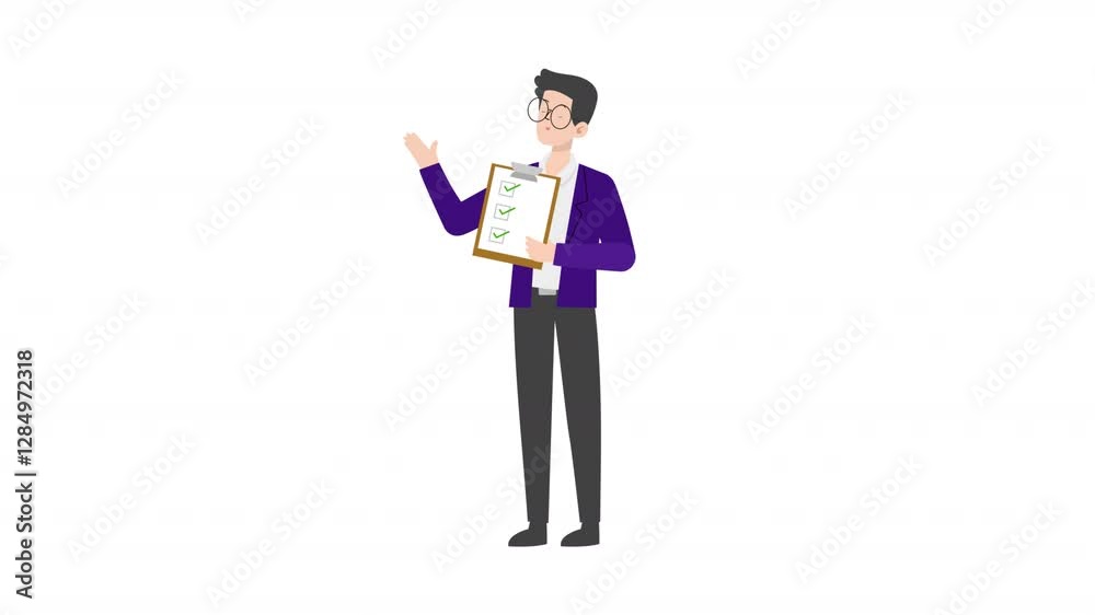 video man standing holding a checklist cartoon animation
video man standing holding a checklist cartoon animation
