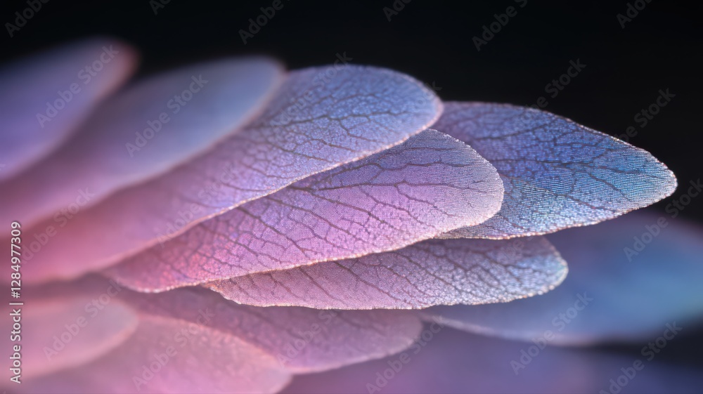 Obraz premium Translucent Layered Leaves in Pink and Blue Hues