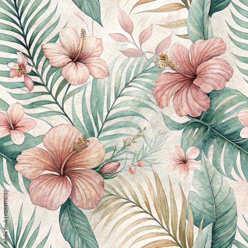 Wallpaper Mural Tropical Floral Seamless Pattern Design Vibrant Botanicals Nature Art Aesthetic Creative Inspiration Torontodigital.ca
