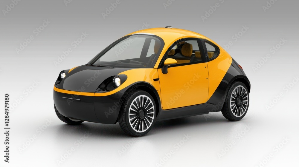Compact Electric Vehicle with Black and Yellow Color Design Compact Electric Vehicle with Black and Yellow Color Design