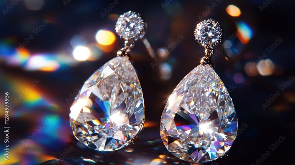 Sparkling Diamond Dangle Earrings: Luxury Jewelry Photography