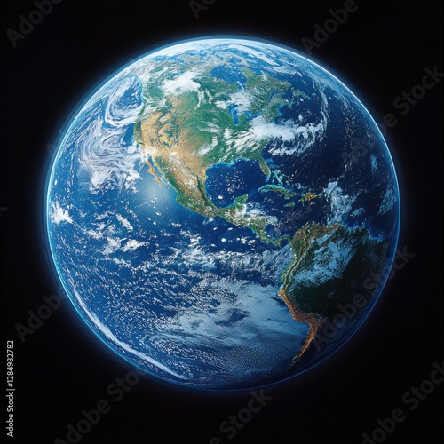 Wallpaper Mural 3D Earth Globe Illustration with Vibrant Continents and Oceans Torontodigital.ca