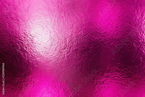 Abstract pink metallic texture with a crumpled, shiny surface and gradient lighting.