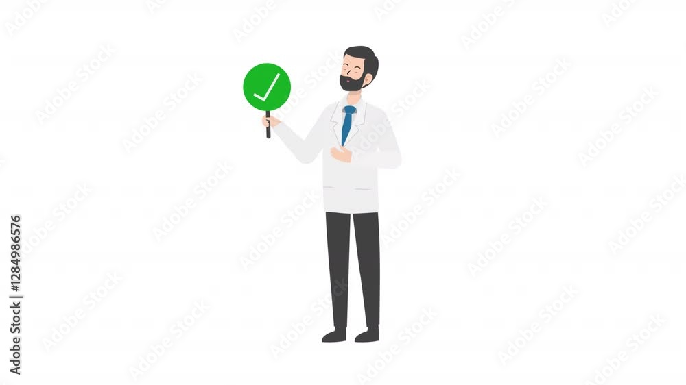 Doctor standing holding correct sign cartoon animation
Doctor standing holding correct sign cartoon animation