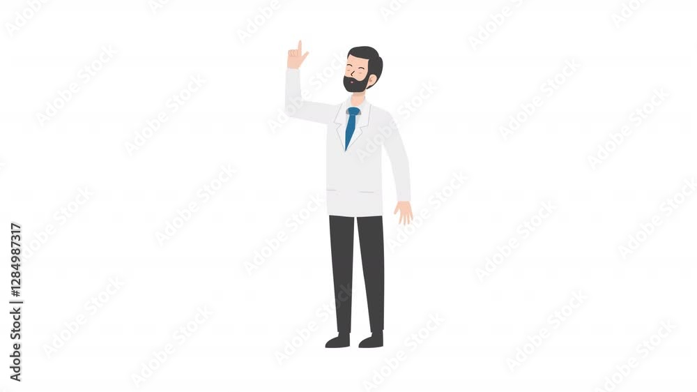 Doctor is standing and giving a lecture cartoon animation
