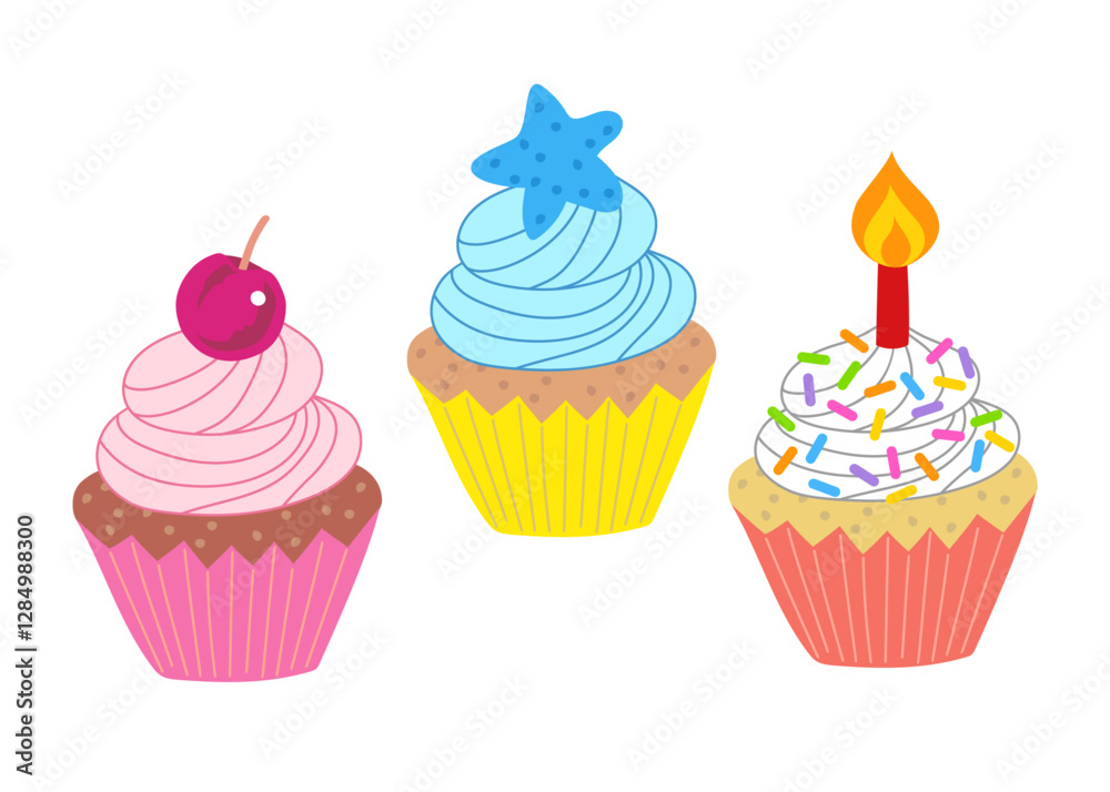 カップケーキのイラストセット3