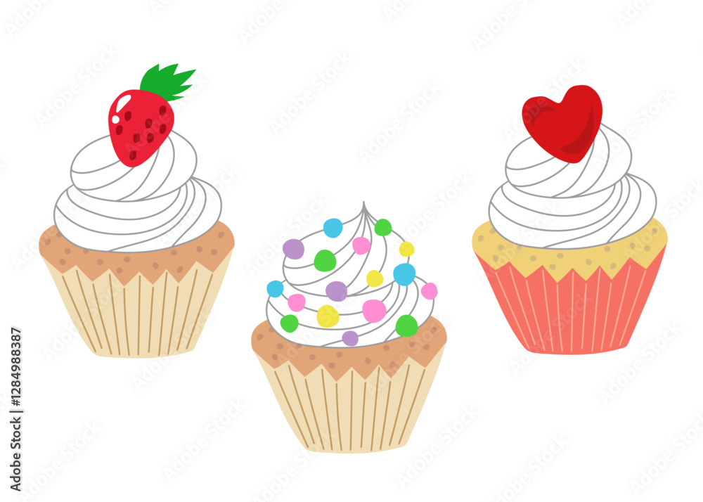 カップケーキのイラストセット1 カップケーキのイラストセット1