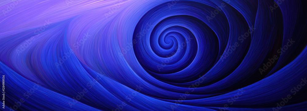Fototapeta premium Swirling blue waves create mesmerizing spiral pattern in this artwork