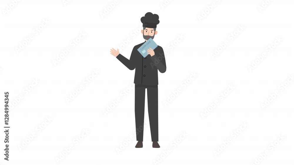man holding credit card cartoon animation man holding credit card cartoon animation