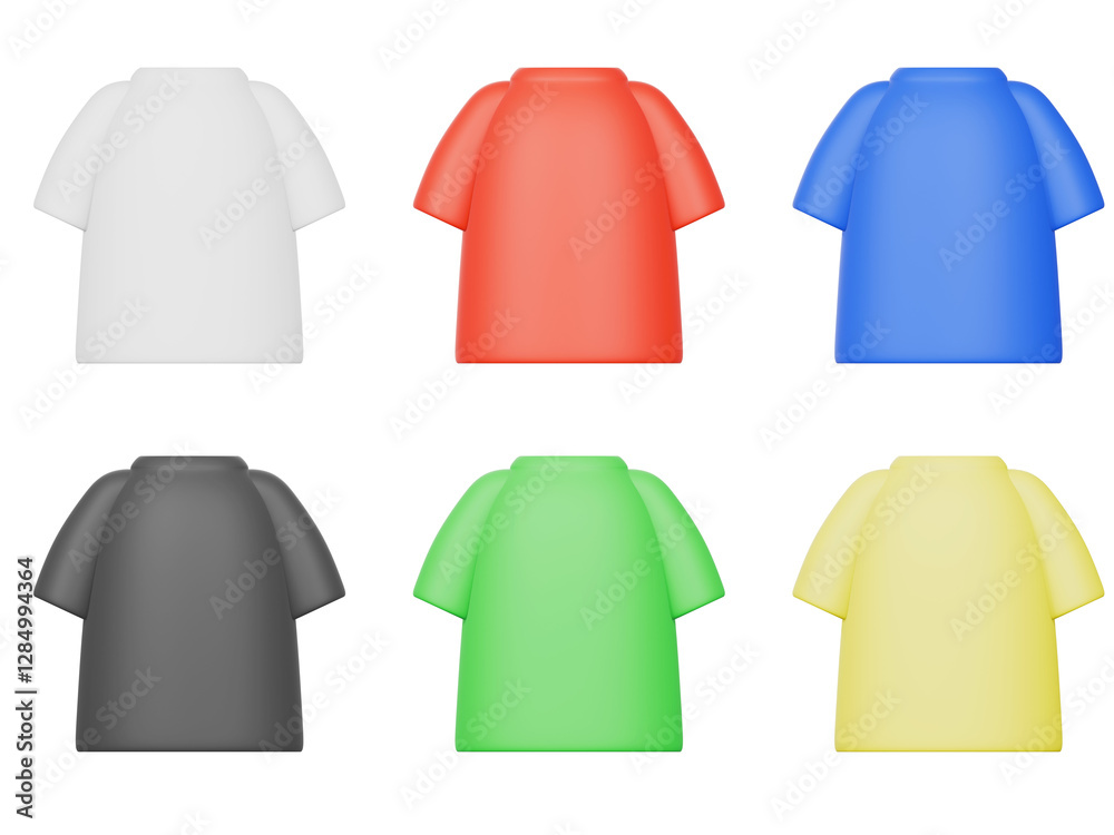 3DレンダリングのカラフルなTシャツのセット 3DレンダリングのカラフルなTシャツのセット