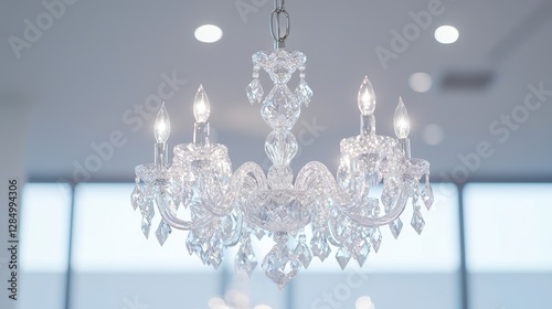 Elegant Crystal Chandelier in Modern Interior photo